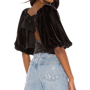 Free People Black Velvet Crop Top